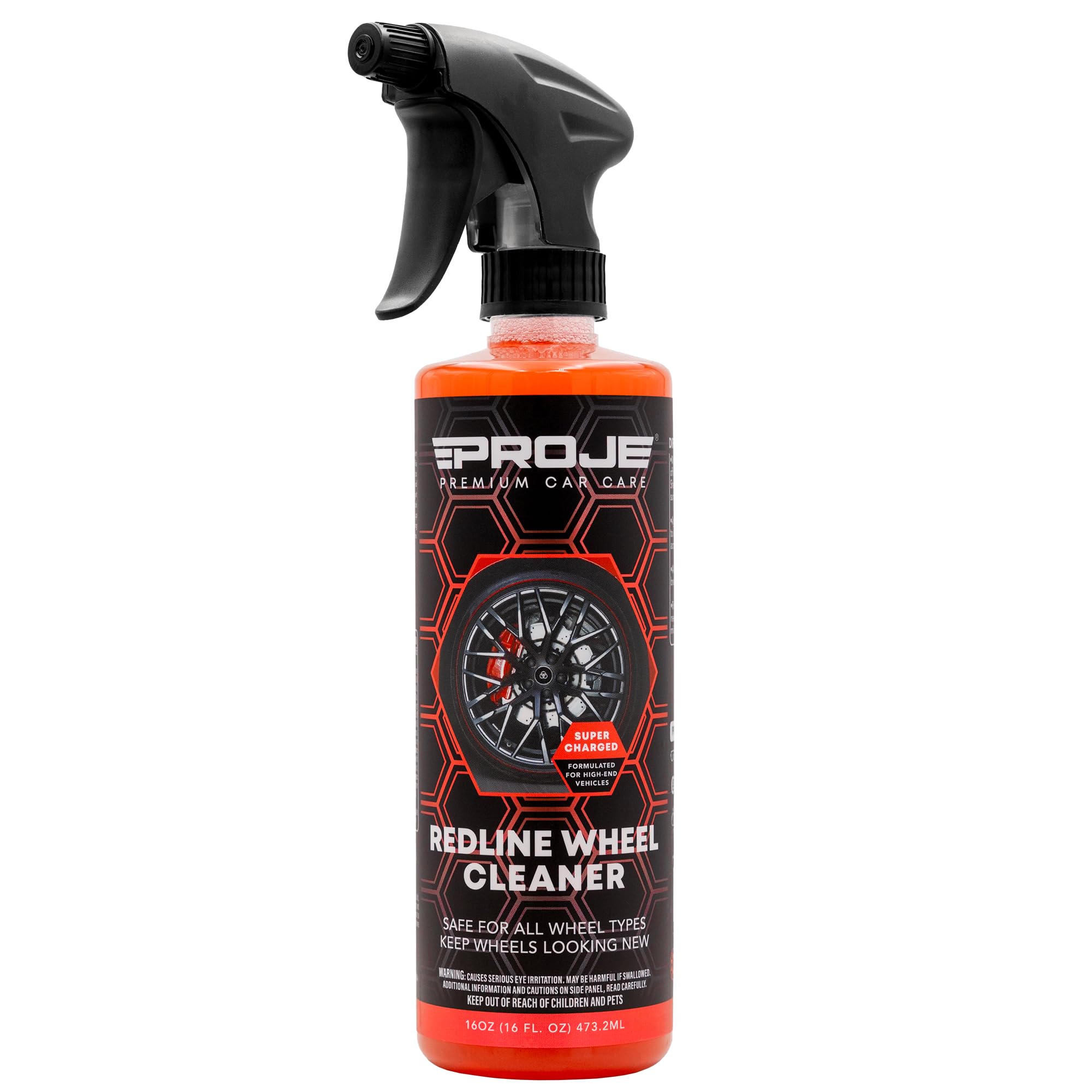 PROJE' Redline Wheel Cleaner - All-in-One Wheel & Tire Cleaner for Cars, Trucks & SUVs - Powerful Brake Dust & Dirt Remover - Eliminates Browning - Non-Acidic Formula Safe for All Rim Types (16 Fl Oz) - Perfect for Daily Cleaning & Detailing