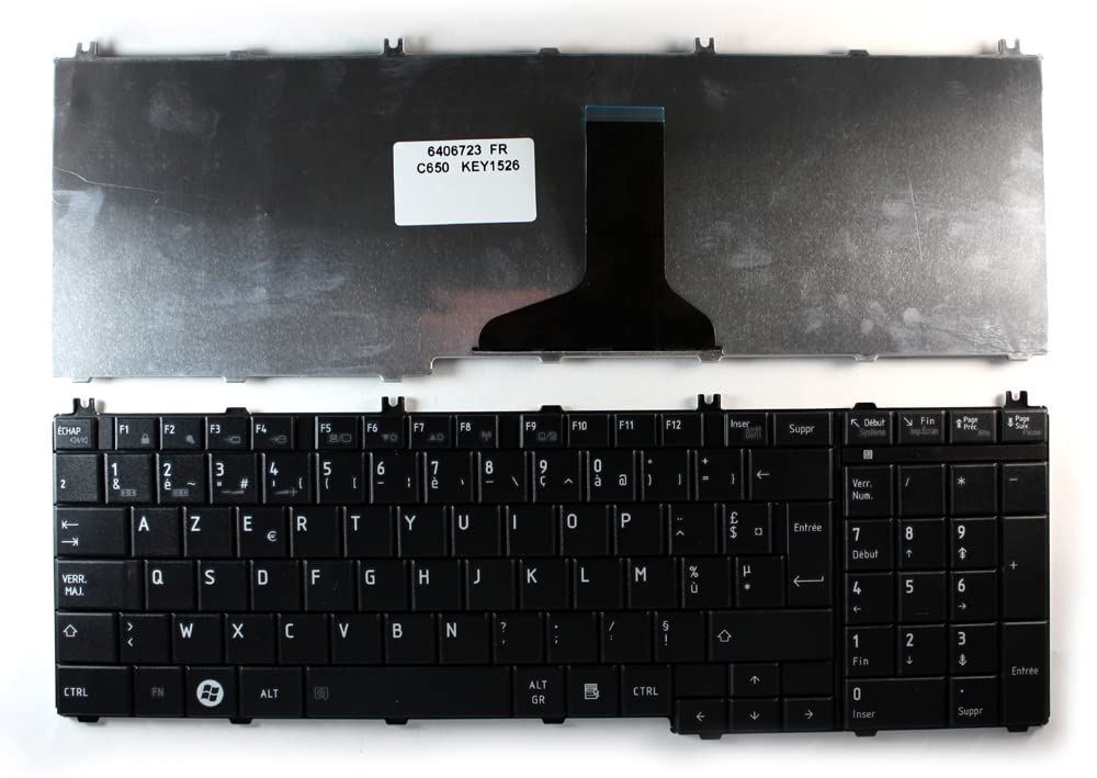 Black French Layout Replacement Laptop Keyboard for Toshiba Satellite C650-031 - Perfect for Typing, Programming & Multilingual Use