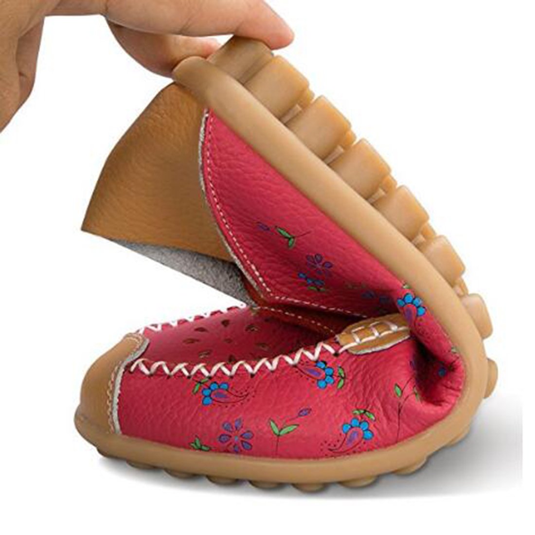 COVOYYAR Women's Floral Cutout Slip-On Loafers - Breathable Round Toe Casual Flats for Walking, Work & Everyday Comfort