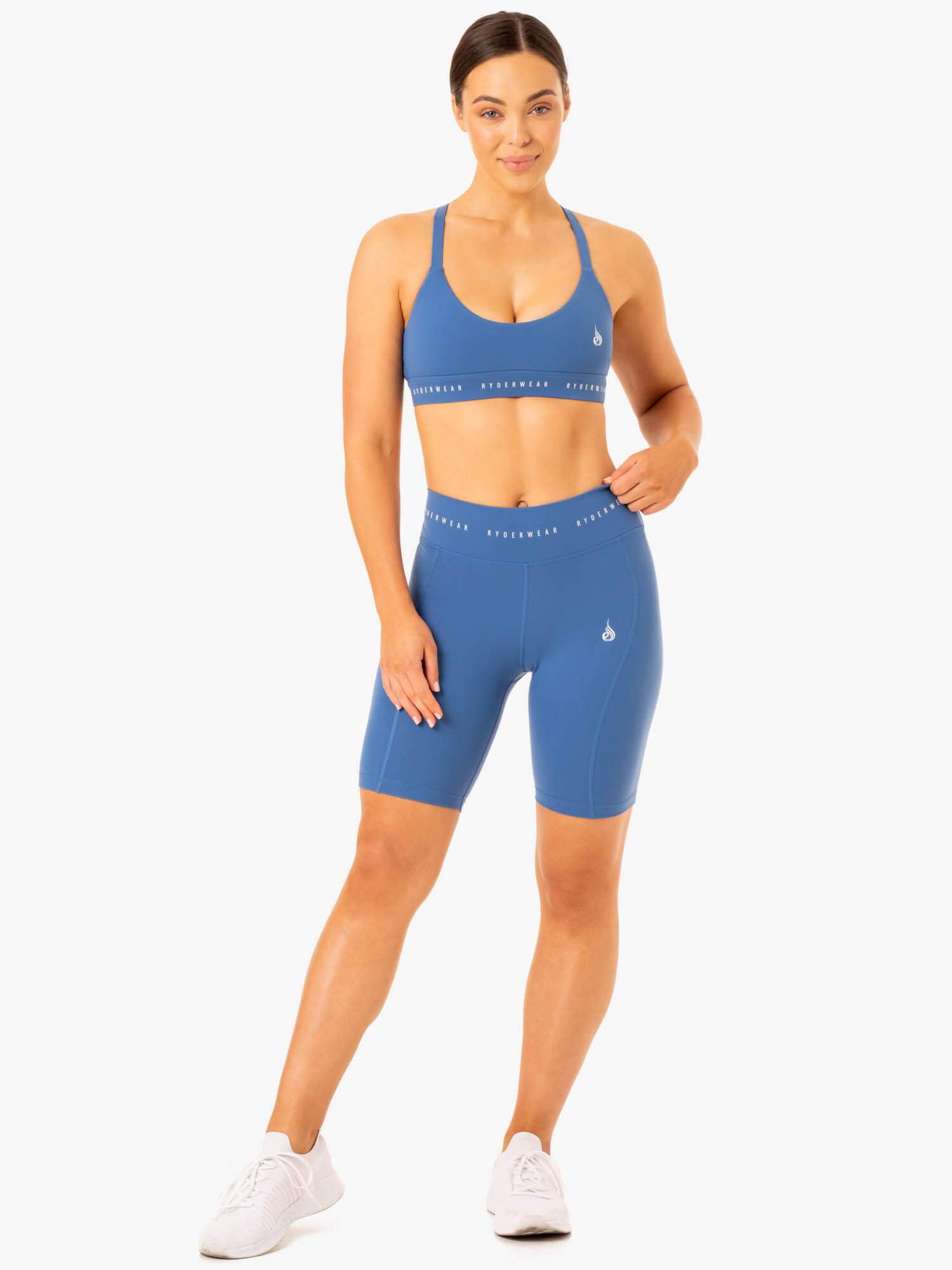Reflex High Waisted Bike Shorts for Women - Comfortable Workout & Yoga Shorts in Blue - Perfect for Cycling, Running, and Gym