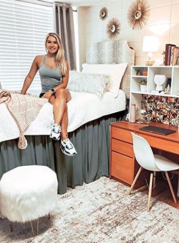 Happy at Home Twin XL Extra Long Dorm Bed Skirt - 42 Inch Dark Grey Soft Microfiber College Bedding | Perfect for Dorm Rooms, Guest Beds & Small Spaces