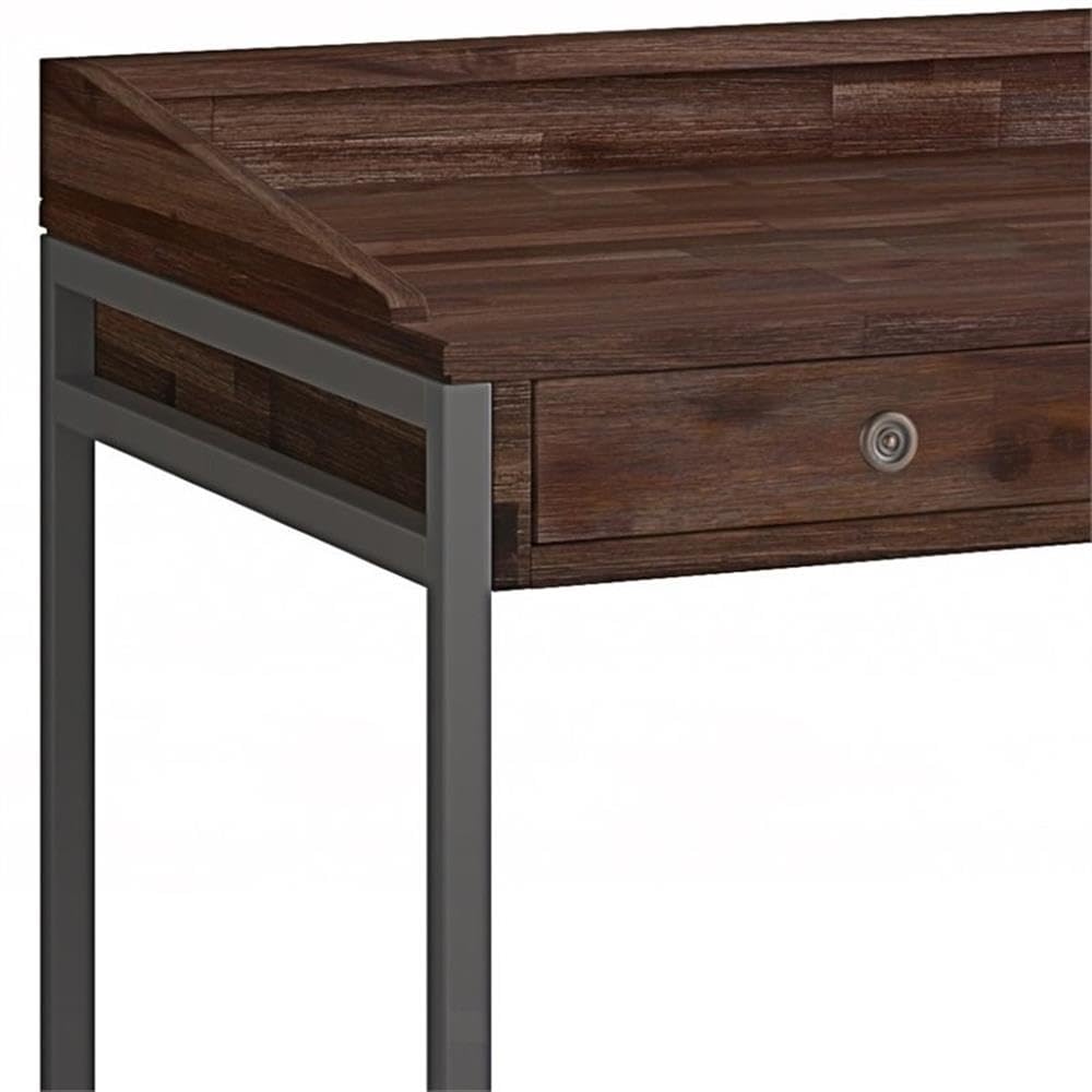 60 Inch Solid Wood Computer Desk - Industrial Rustic Home Office Desk for Small Spaces, Modern Study Table for Bedroom, Distressed Brown Writing Work Desk | Perfect for Remote Work, Online Classes & Home Office Setup