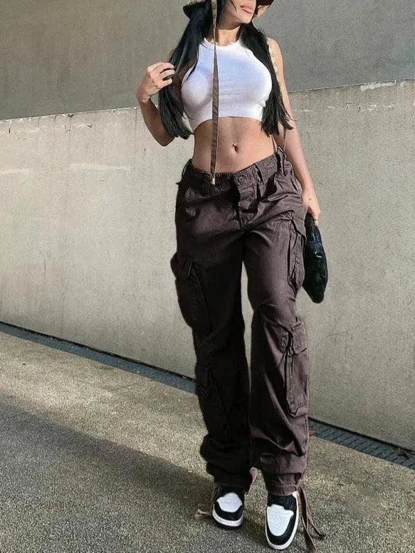 Women's Loose Fit Wide Leg Cargo Pants - Comfortable Casual & Outdoor Hiking Pants for Women - Perfect for Travel, Work, and Everyday Wear