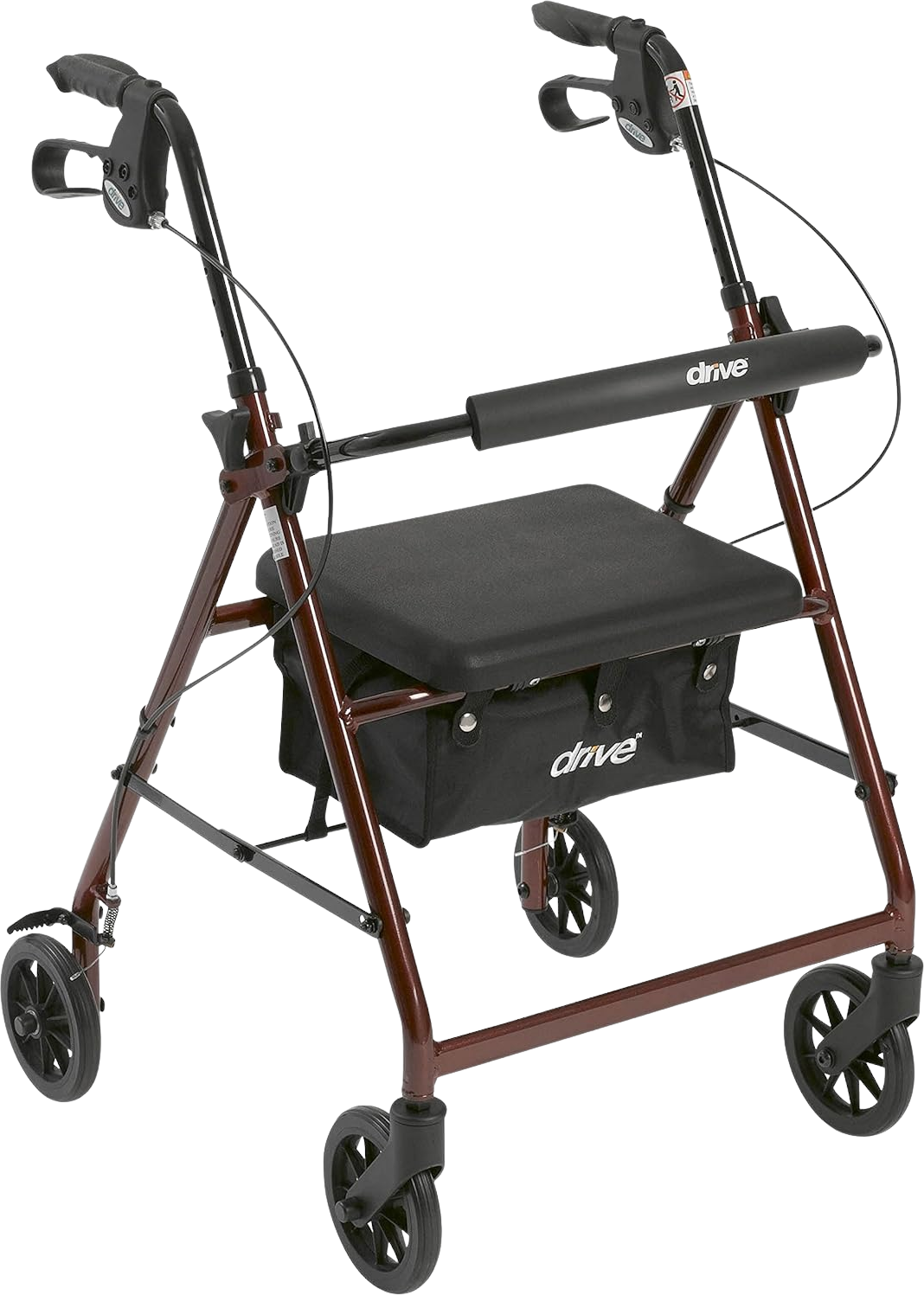 Drive Medical R726RD Aluminum Rollator Walker with 4 Wheels & 6 Casters - Lightweight Mobility Aid for Seniors & Adults (Red) - Ideal for Indoor & Outdoor Use, Shopping, Travel & Recovery