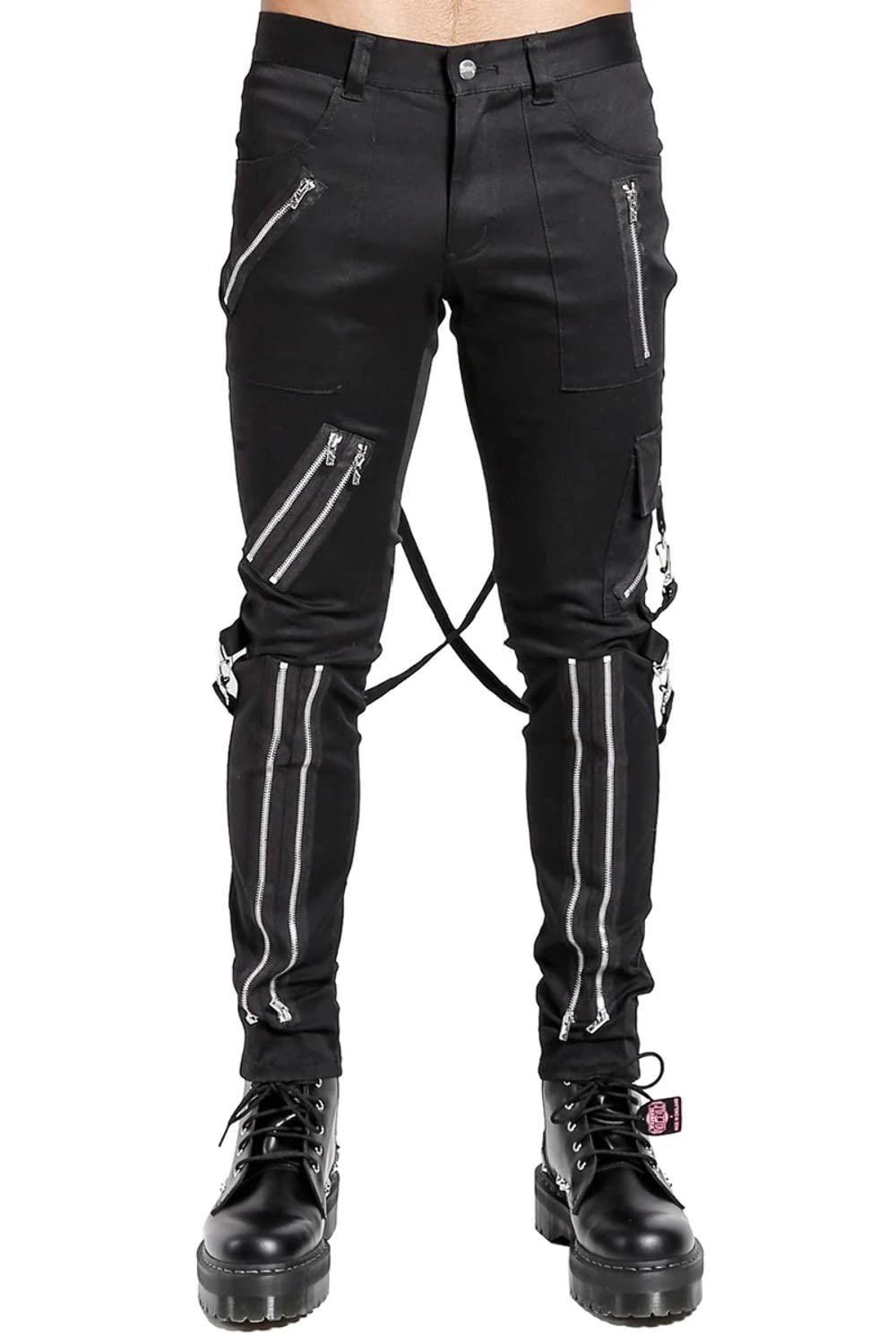 Tripp Straight-Leg Bondage Pants for Women & Men - Gothic Punk Rock Style [Black, Size 40] - Perfect for Concerts, Halloween & Alternative Fashion