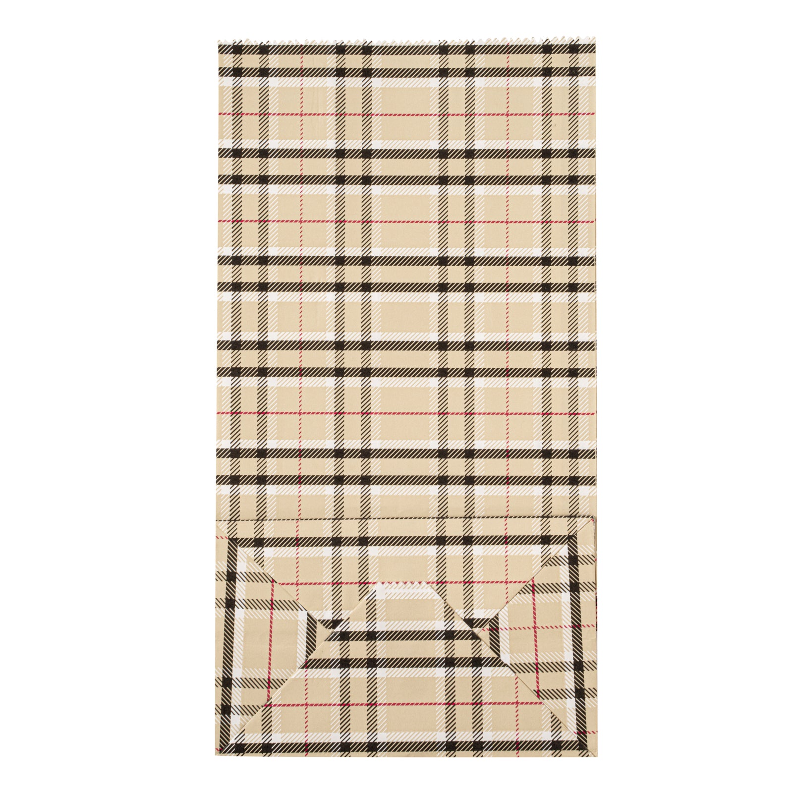 Stylish Plaid Paper Bags 4 lb Capacity - 5 x 3.25 x 9.5 Inches - Pack of 100 - Perfect for Gift Wrapping, Party Favors & Retail Packaging