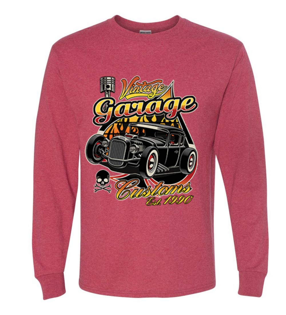 Vintage 1990 Hot Rod Classic Car & Truck Long Sleeve Shirt for Men - Retro Automotive Enthusiast Tee for Car Shows, Cruising & Garage Hangouts