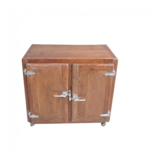 Reclaimed Wood Small Sideboard Buffet Cabinet with Wheels - 47 Inch Rustic Honey Finish | Perfect for Dining Room Storage, Kitchen Organization & Entryway Decor