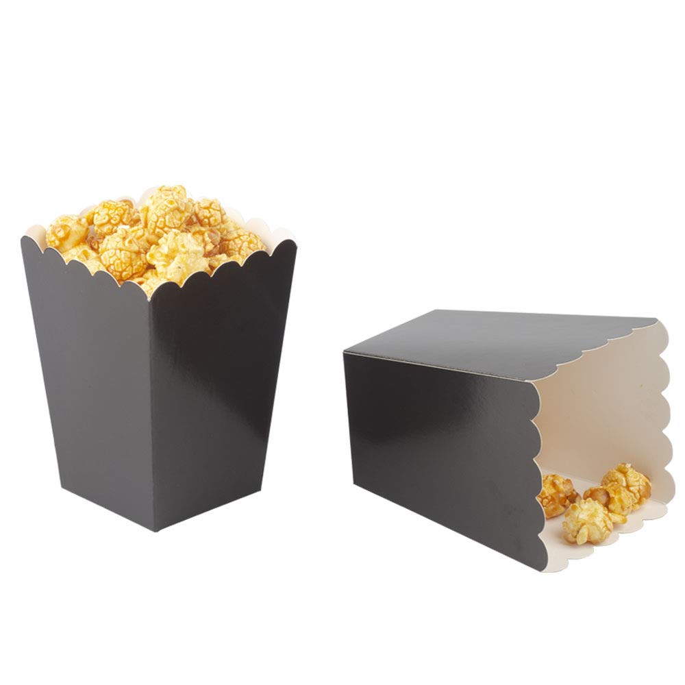 12 Pack Black Cardboard Popcorn Boxes for Movie Nights, Parties & Events - Perfect for Concessions, Snacks & Party Supplies
