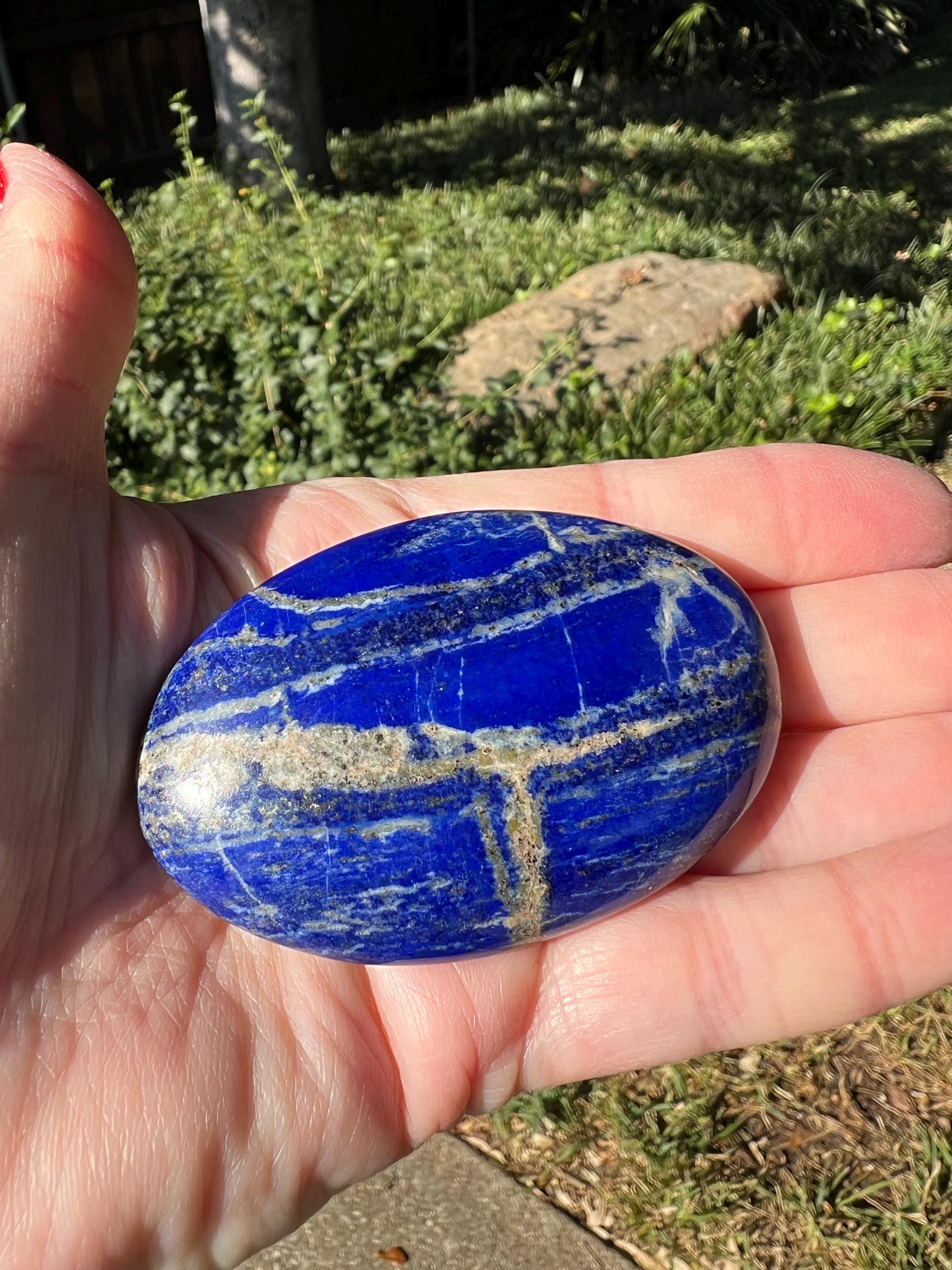 AAA Lapis Lazuli Palm Stone - 2.75 Inch 3 oz High Vibration Crystal for Meditation, Reiki & Energy Healing - Natural Gemstone Worry Stone for Stress Relief & Spiritual Growth