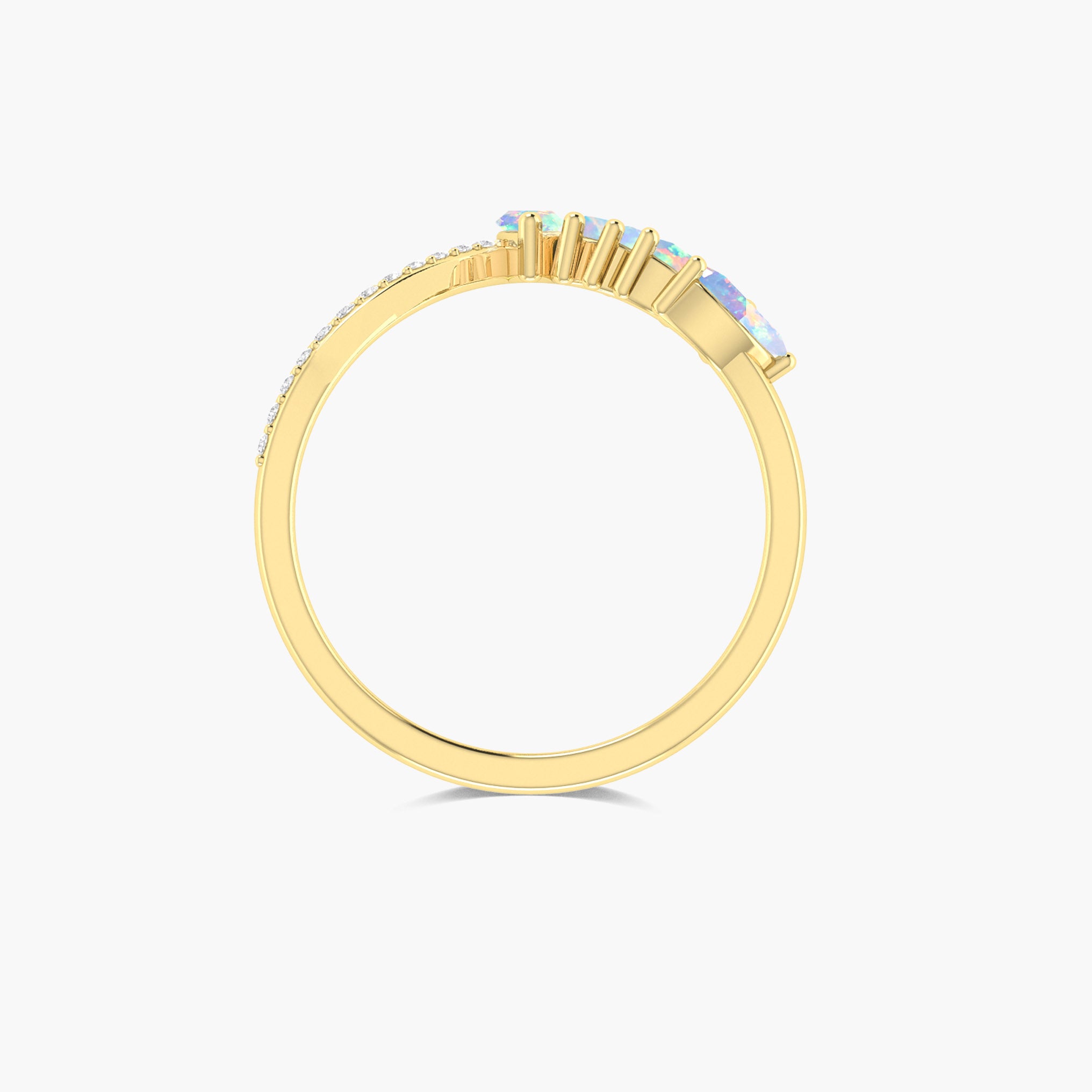 4 Marquise Natural Fire Opal with Small Round Zircon Ring - Elegant Jewelry for Weddings, Parties & Special Occasions