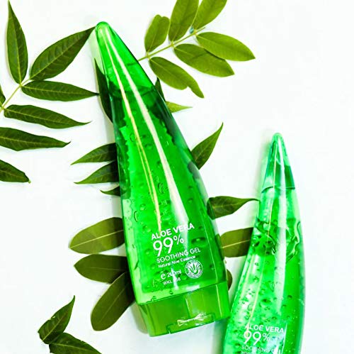 Aloe Vera Gel 99% Pure - Soothing Moisturizer for Acne & Daily Skin Care - Hydrating Face Cream - 200ml (Pack of 2) - Perfect for Sunburn Relief, After-Sun Care & Sensitive Skin Treatment