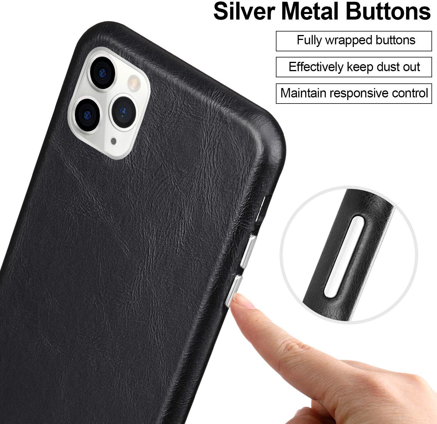 Premium Genuine Leather iPhone 11 Pro Max Case (6.5 Inch 2019) - Ultra Slim Shockproof Hard Shell with Anti-Scratch Protection - Perfect for Business, Travel & Everyday Use (Black)