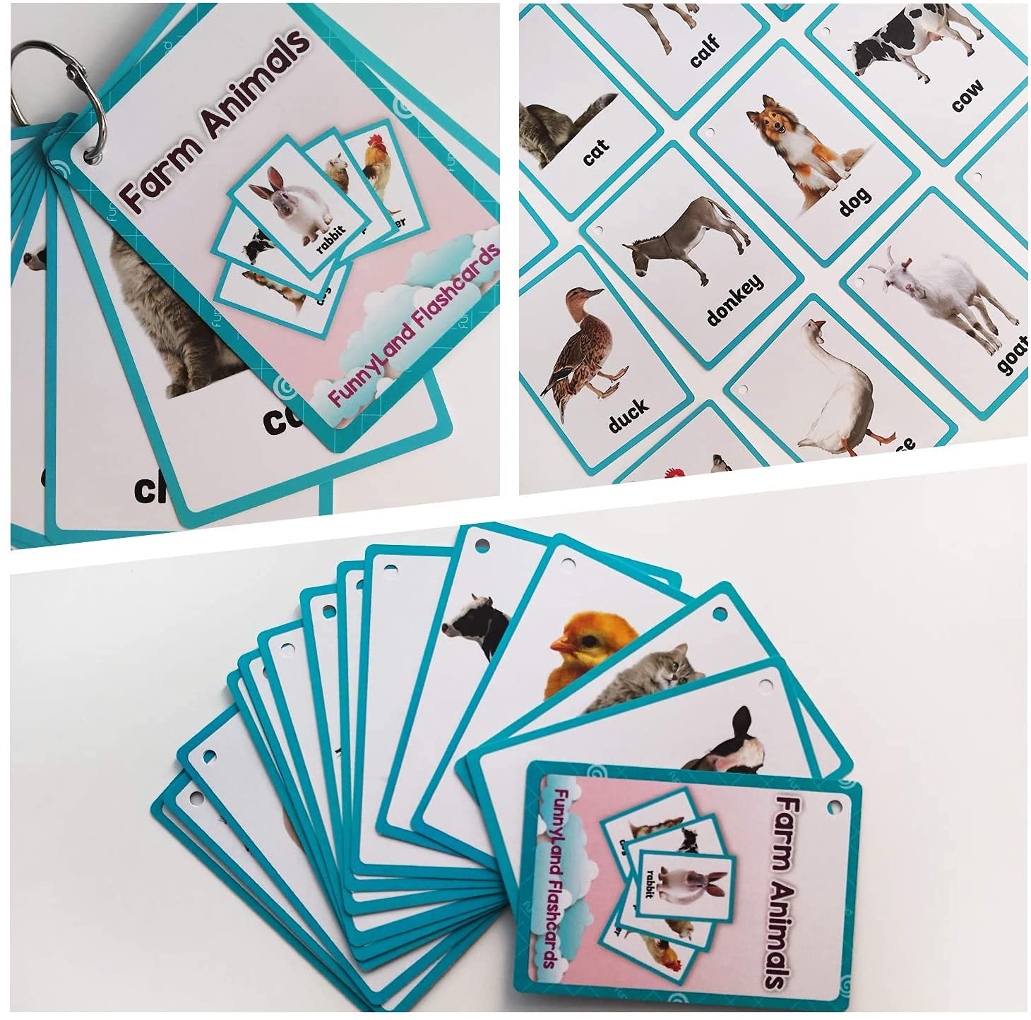 HONTOUSIP 18 Farm Animal Flash Cards for Toddlers | Educational Learning Routine Card Game | Perfect for Kindergarten Kids | Great for Early Childhood Education & Homeschooling Activities