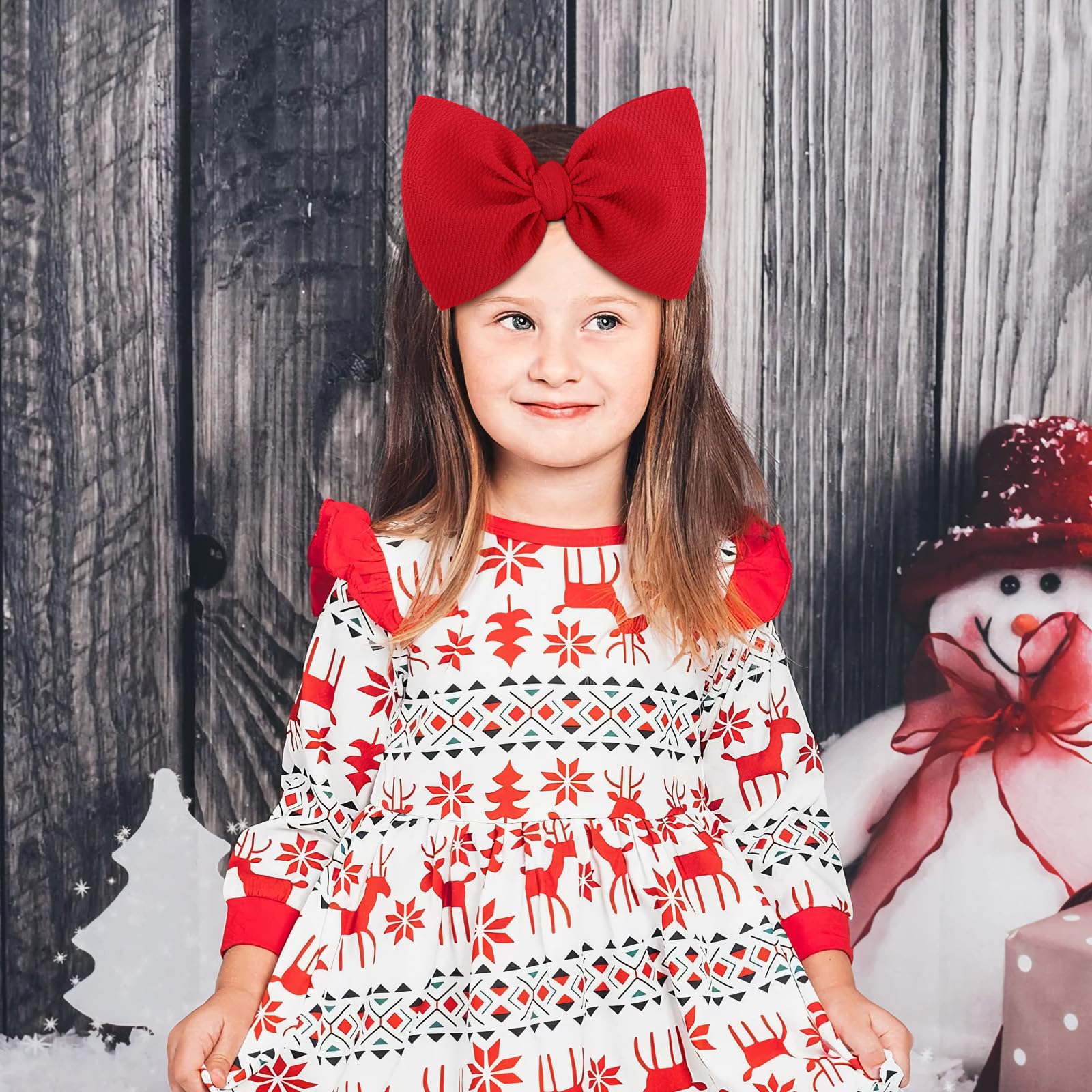 Christmas Hair Bows for Babies - 2 Pack Handmade Red & Green 7