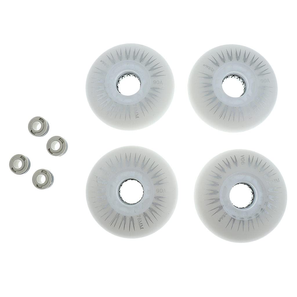 TOOYFUL LED Light Up Roller Skate Wheels - Set of 4 (3 Size Options) for Night Skating, Disco Parties & Outdoor Fun