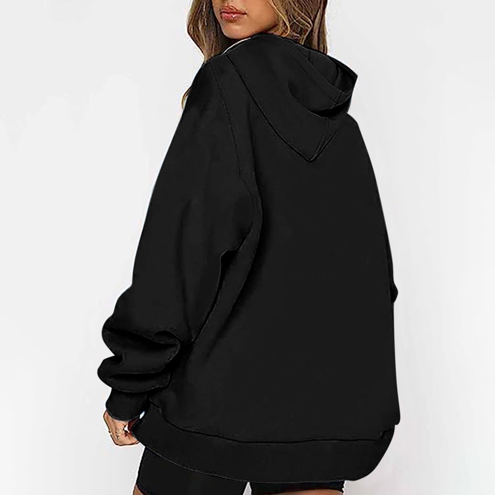 Ceboyel Women's Quarter Zip Up Sweatshirt - Oversized Pullover Hoodie with Drop Shoulder & Long Sleeve | Y2K Trendy Fashion 2023 | Perfect for Casual Outfits, Streetwear & Winter Layering