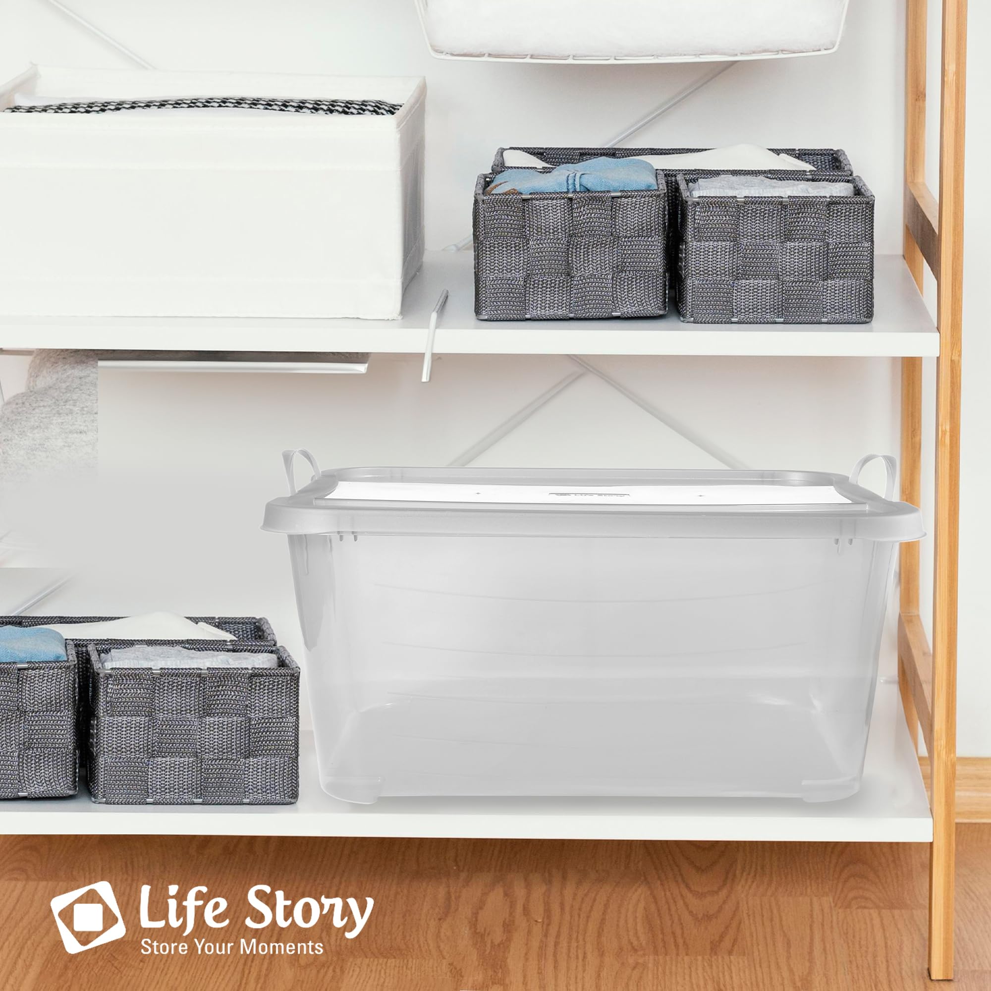Clear Stackable 55 Quart Closet Storage Bins (24 Pack) - Durable Plastic Organizer Boxes for Clothes, Toys & Home Organization - Perfect for Bedroom, Closet & Kids Room Storage Solutions