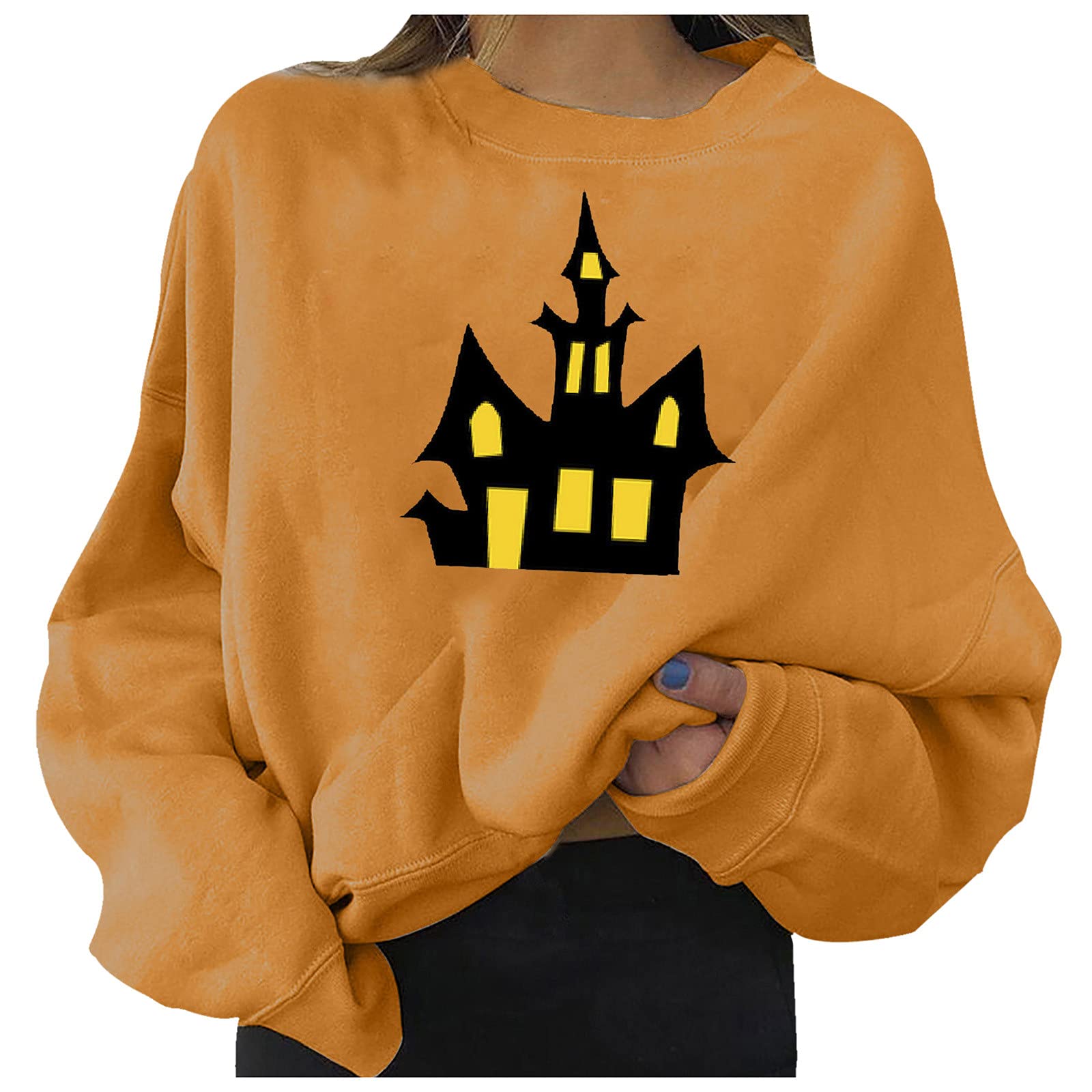 Halloween Graphic Tops for Women - Oversized Crewneck Sweatshirt & Hoodie Pullover | Casual Loose Fit Jumper for Fall, Parties & Cozy Outfits