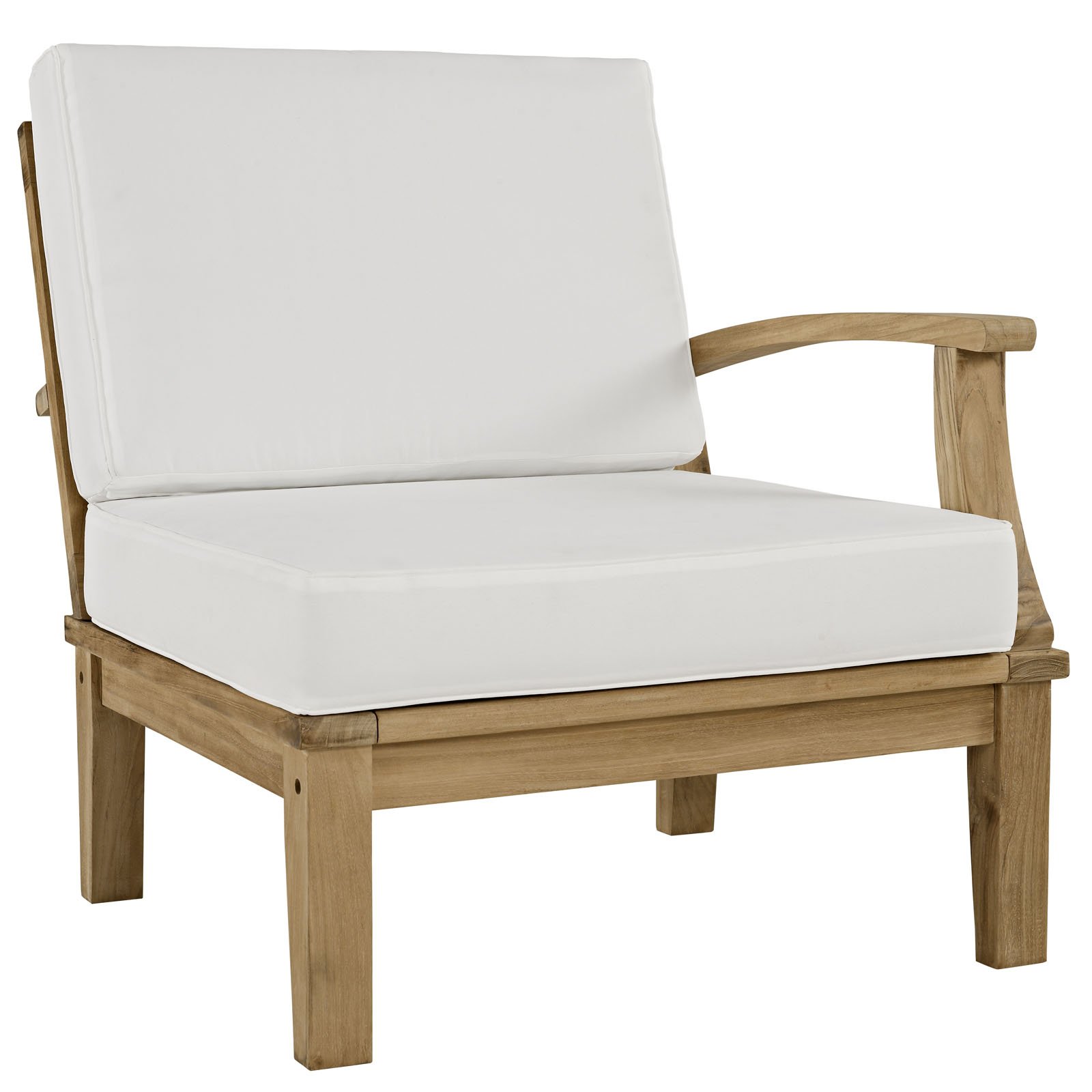 Premium 5-Piece Teak Wood Outdoor Patio Furniture Set - Natural & White - Durable Grade A Teak for Backyard, Poolside & Garden Relaxation