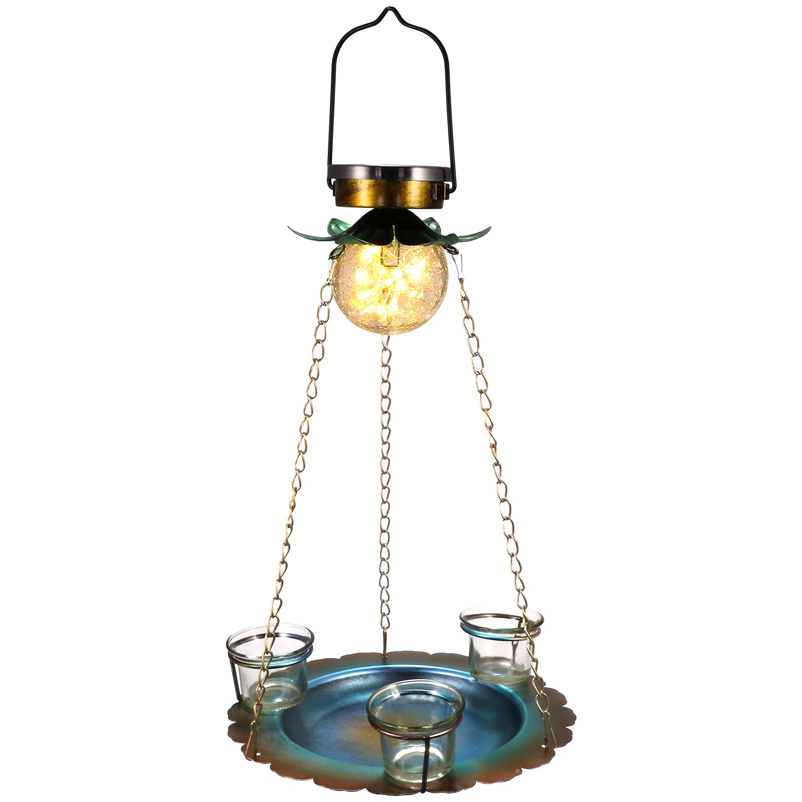 Solar Bird Feeder with LED Lights - Waterproof Outdoor Hanging Garden Lantern for Birds - Unique Retro Design - Perfect for Backyard, Patio, and Garden Decor