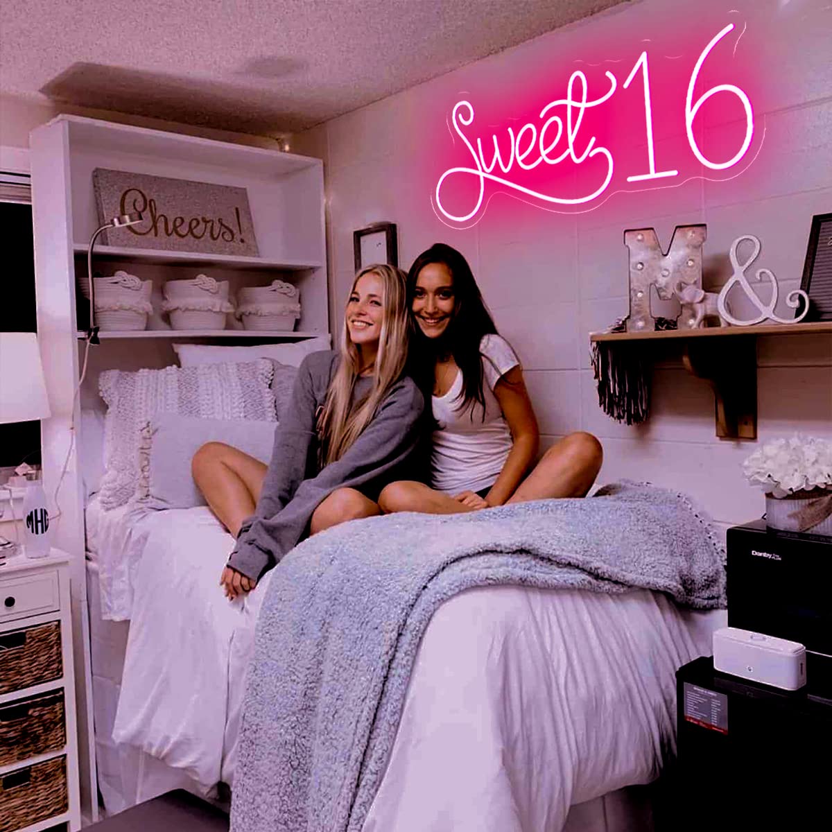 Sweet 16 Neon Sign - Pink LED Wall Decor for Bedroom, Birthday Party & Gifts | 20x8 Inch Happy Birthday Light Sign for Women, Girls | Perfect for Sweet Sixteen Celebrations, Room Decor & Special Occasions