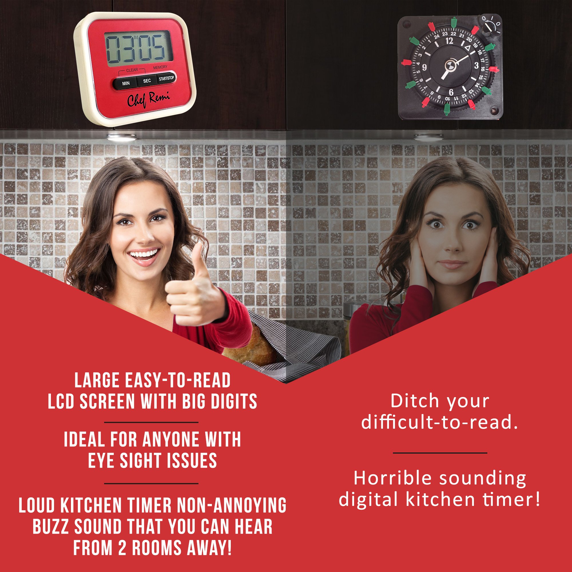 Original Kitchen Timer - High-Quality Digital Cooking Timer for Baking, Grilling & Meal Prep | Perfect for Home Chefs & Professional Kitchens | Avoid Fake Sellers - Authentic Chef Remi Product