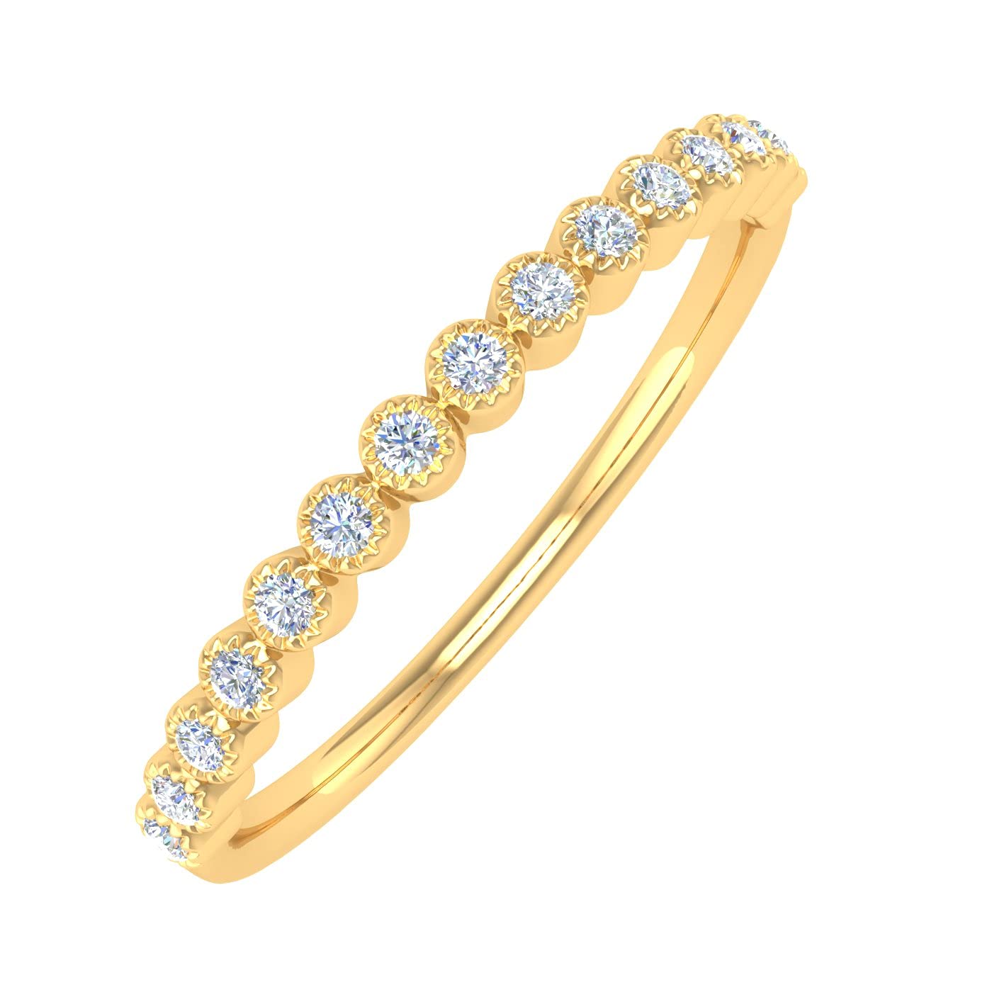 0.08 Carat Diamond Wedding Band Ring in 14K Gold (I1-I2 Clarity) - Elegant Bridal Jewelry for Engagement, Anniversary & Special Occasions