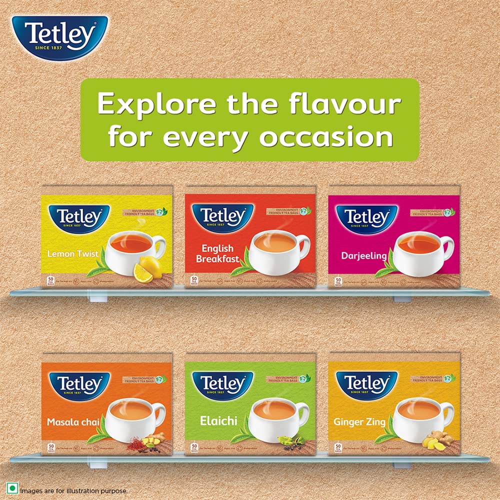 Tetley Elachi Flavor Tea Bags - 50 Count | Premium Cardamom Infused Black Tea | Perfect for Relaxation, Afternoon Tea & Gifting