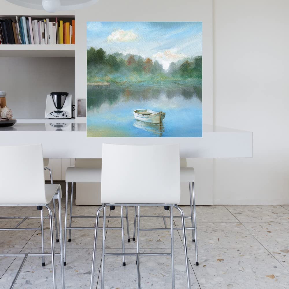 Tranquil Morning Fine Art Canvas Wall Decor - 32x32 Inch Ready to Hang Painting for Living Room, Bedroom, Office - Handmade by Artist Nan - Perfect for Home, Spa & Meditation Spaces