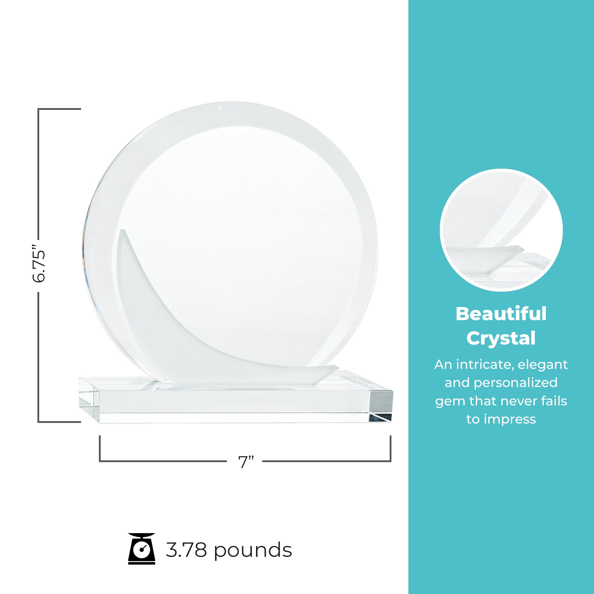 Custom Engraved Frosted Crystal Trophy Award for Employees - Elegant Disc Design with Chiseled Accents & Rectangular Base - Perfect for Recognition Ceremonies, Corporate Awards, and Retirement Gifts - Includes Premium Gift Box