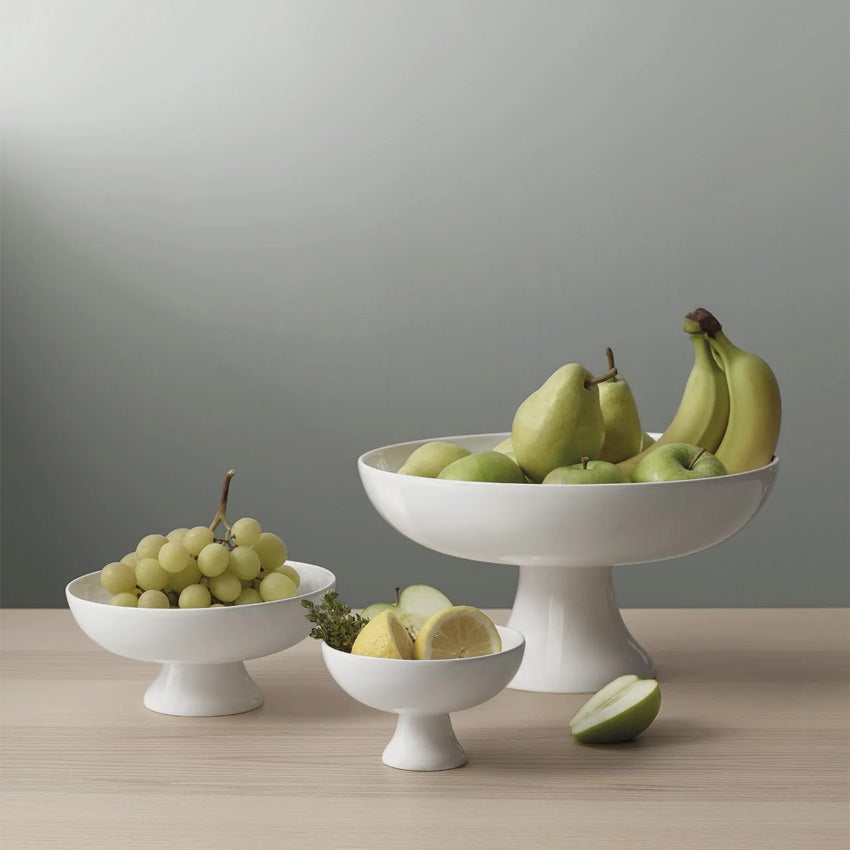 Asa Germany Large White Footed Fruit Bowl - Elegant Serving Bowl for Fresh Fruits, Centerpiece for Dining Table Decor, Kitchen & Party Display