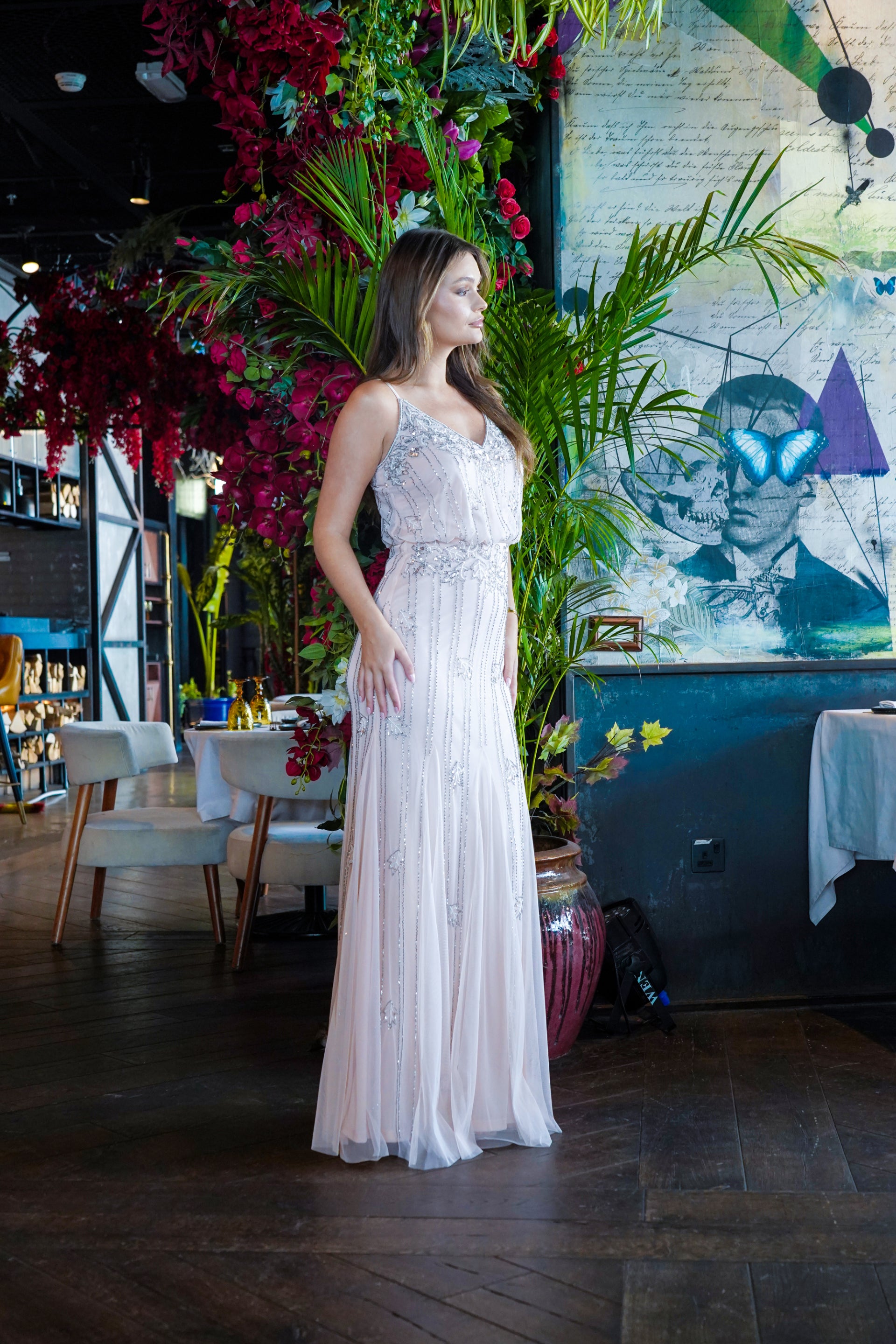 Keeva Nude Blush Bridesmaid Dress - Elegant A-Line Formal Gown for Weddings, Prom & Special Occasions