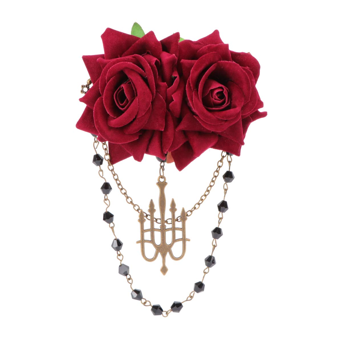 Vintage Rose Hair Clip - Floral Hairpin & Brooch for Women, Hair Styling Accessories (Red) | Perfect for Weddings, Parties & Everyday Elegant Looks