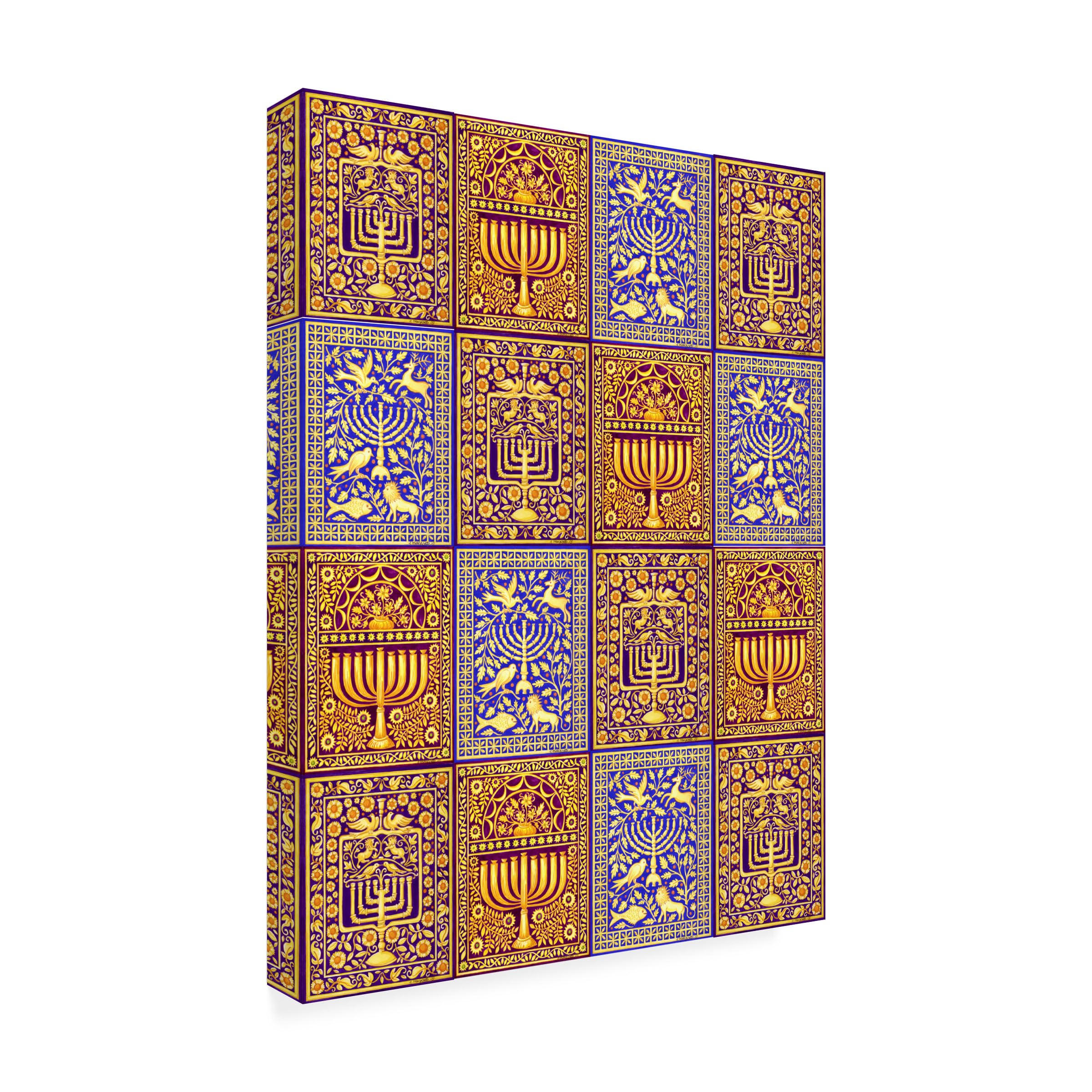 Trademark Fine Art 'Hanukkah Menorah Collage Verticals' Canvas Wall Art by Andrea Strongwater - Perfect for Jewish Holiday Decor, Home & Office Decorations