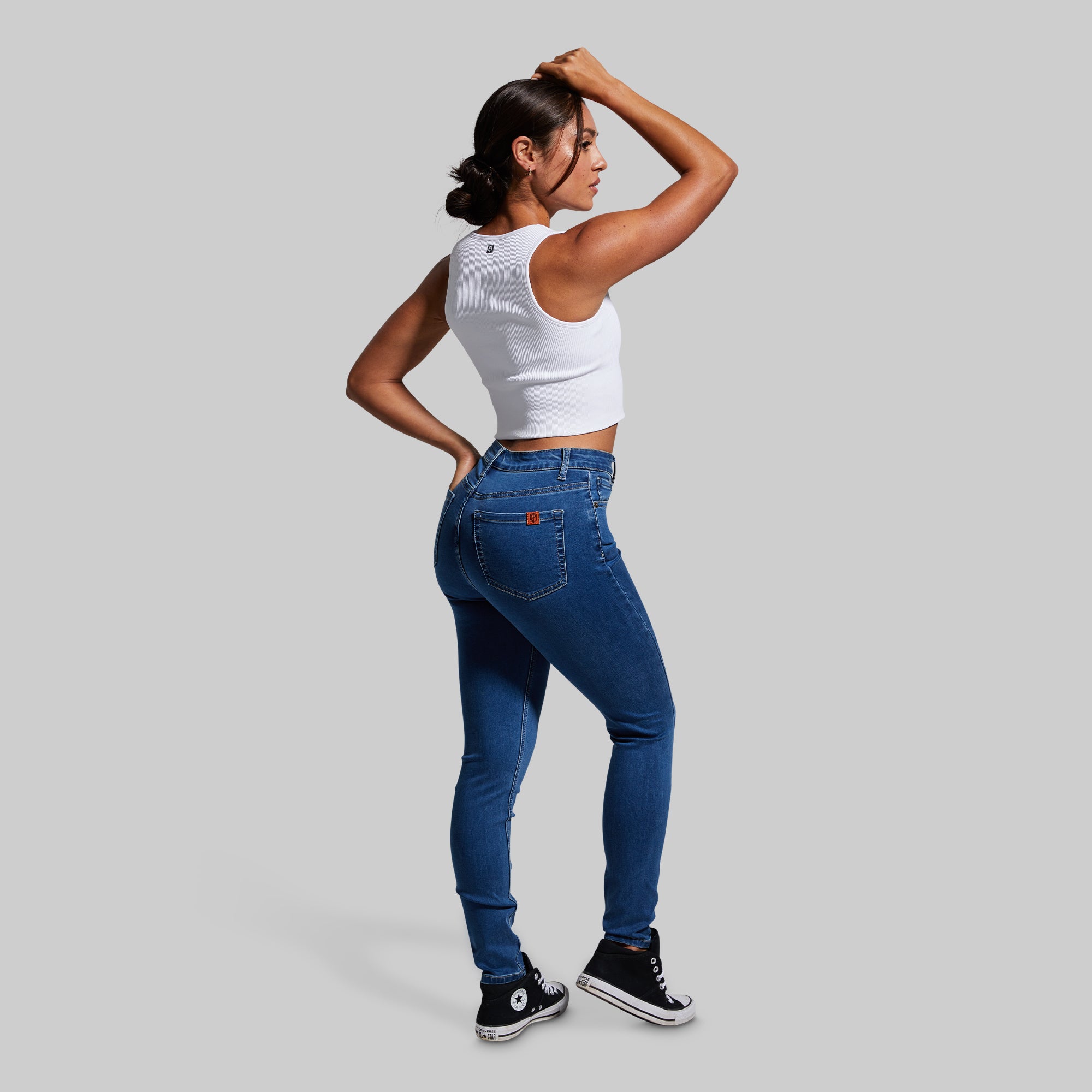 FLEX Stretchy High Rise Skinny Jeans for Women - Mid Wash Denim Pants | Comfortable Slim Fit Jeggings for Everyday Wear, Work & Casual Outfits