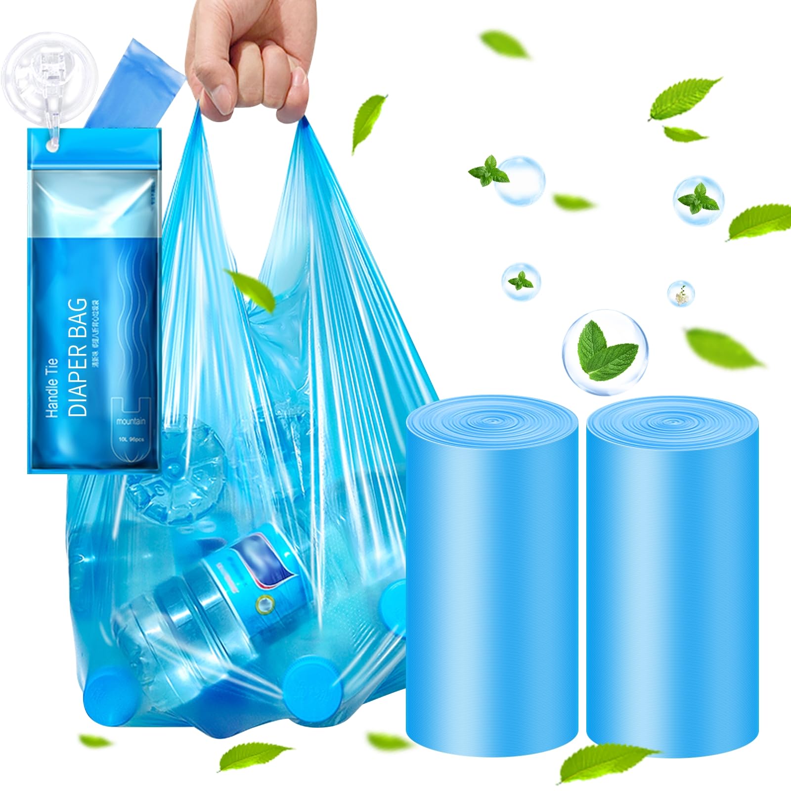 **Large Adult Diaper Disposal Bags (18’’x23’’) – 96 Count, Fresh Scented, Odor-Controlling – Disposable Waste Bags for Elderly, Baby Diapers & Sanitary Products – Home, Travel & Hospital Use – Blue**
