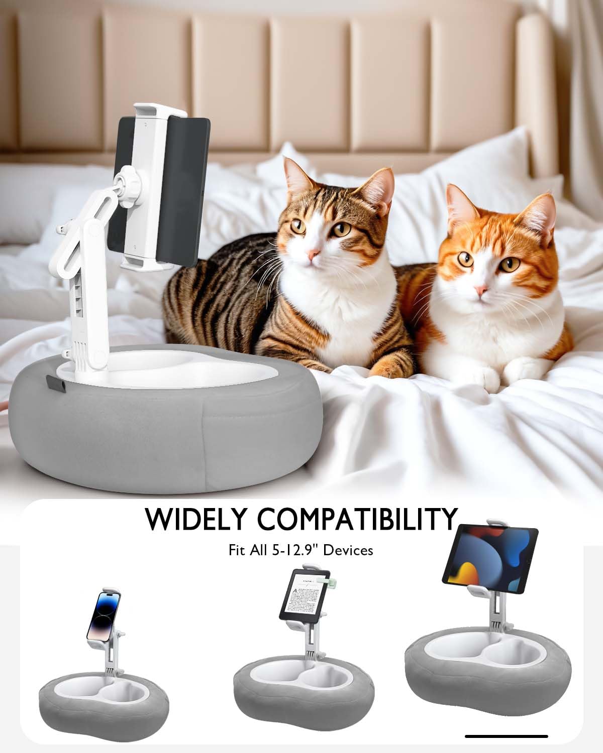 360° Rotating Tablet Pillow Stand for iPad, Kindle, Samsung & Phones 5