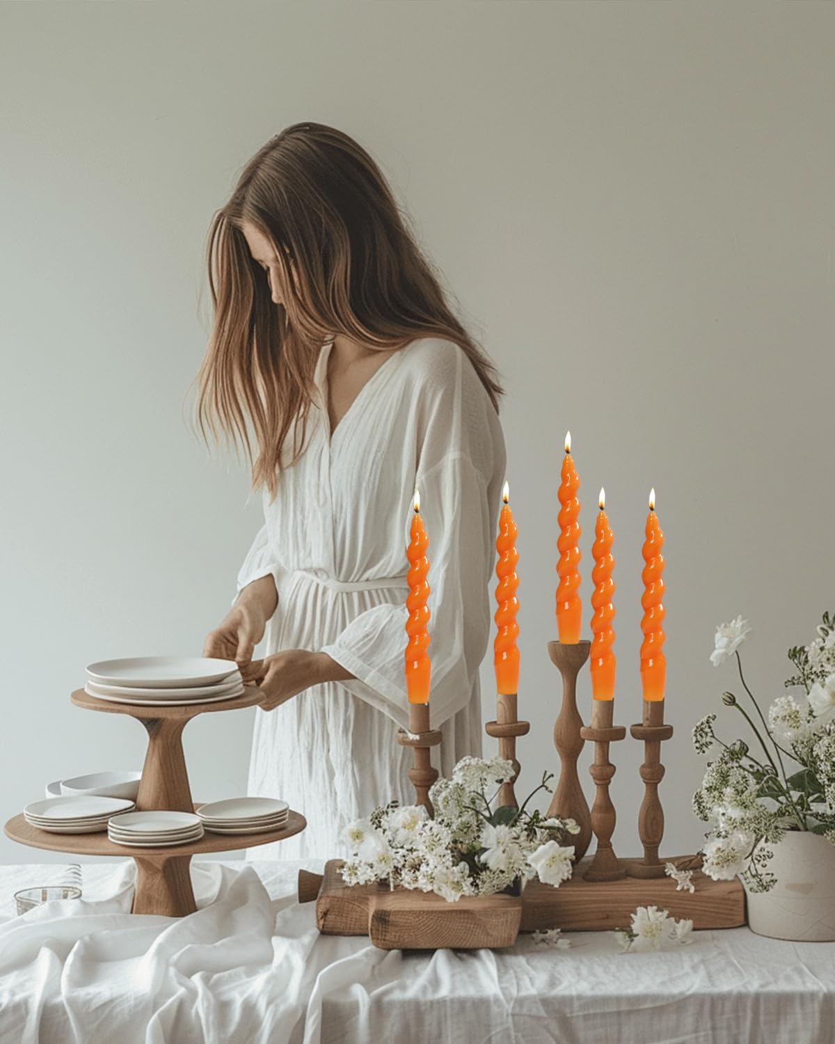 Orange Spiral Taper Candles - 7.6