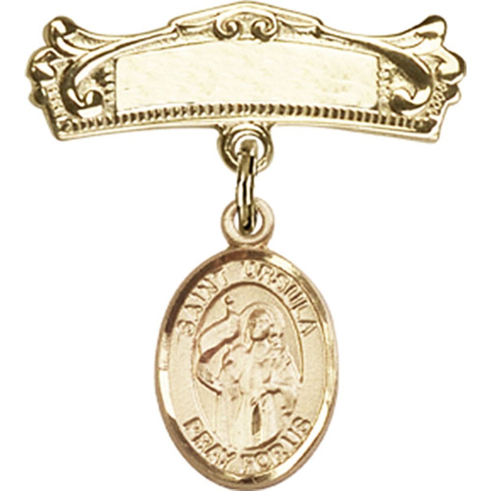 St. Ursula Gold Filled Baby Badge with Arched Polished Pin - 7/8