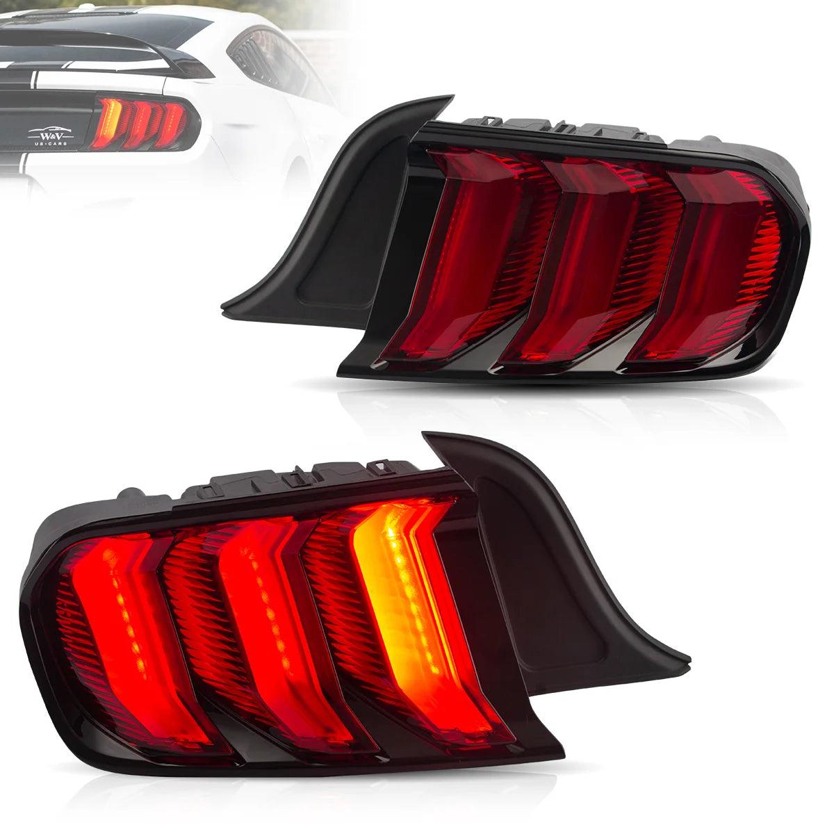 2015-2023 Ford Mustang 6th Gen (S550) LED Tail Lights Assembly with 5 Modes Sequential Turn Signal - Upgrade for Enhanced Visibility & Style | Perfect for Night Driving & Car Shows
