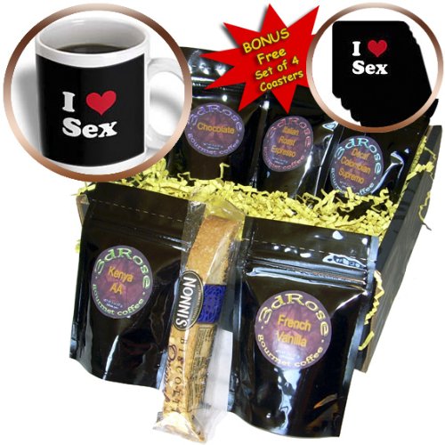 3D Rose I Love Sex-Coffee Gift Basket Set - Funny Novelty Coffee Lover Gift for Adults - Multicolor Coffee Mug & Accessories - Perfect for Birthdays, Anniversaries & Office Gifts