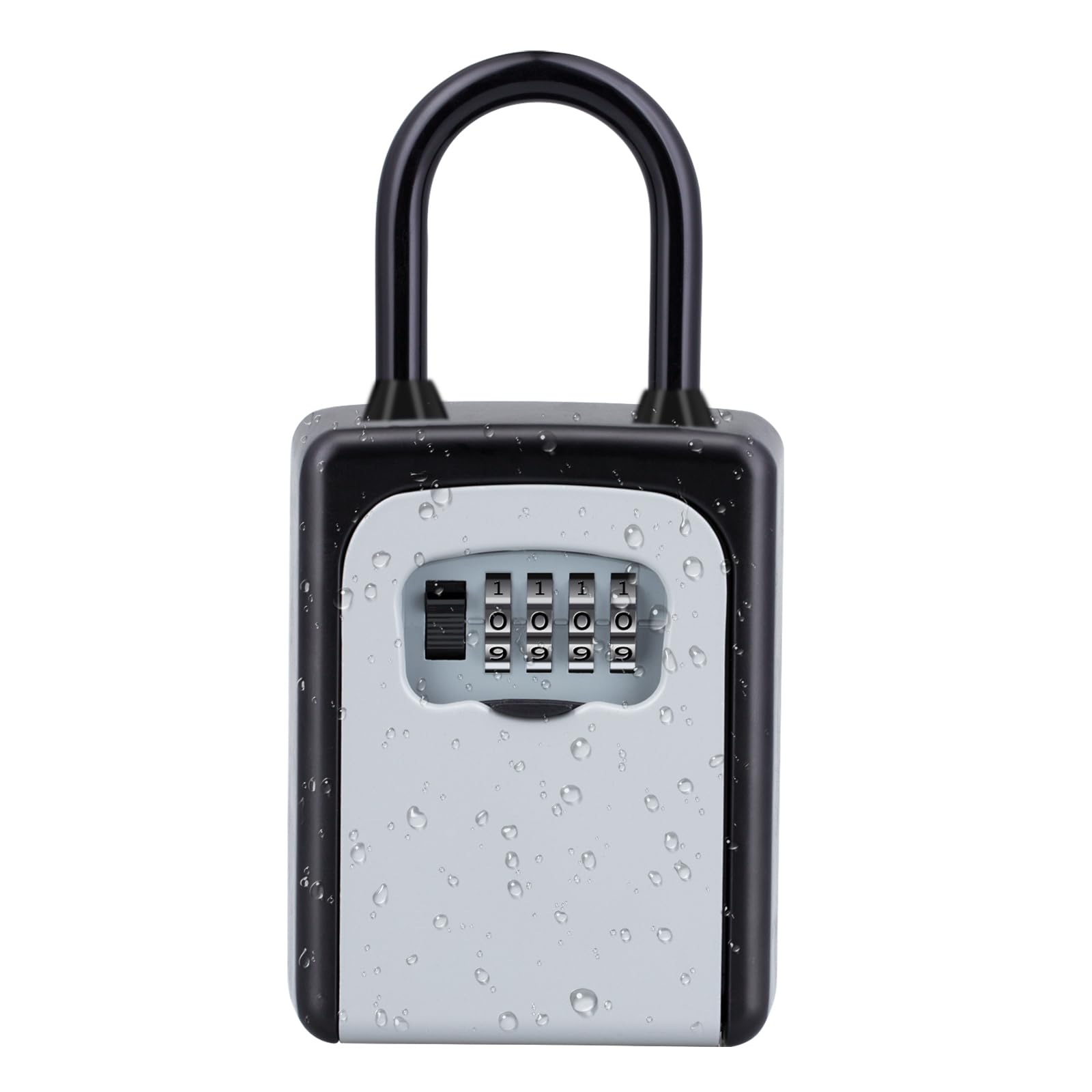 ZHEGE 4-Digit Combination Key Lock Box - Resettable Portable Key Safe for Door Knob, Realtors & Contractors (Gray) | Secure Key Storage for Home, Office & Outdoor Use