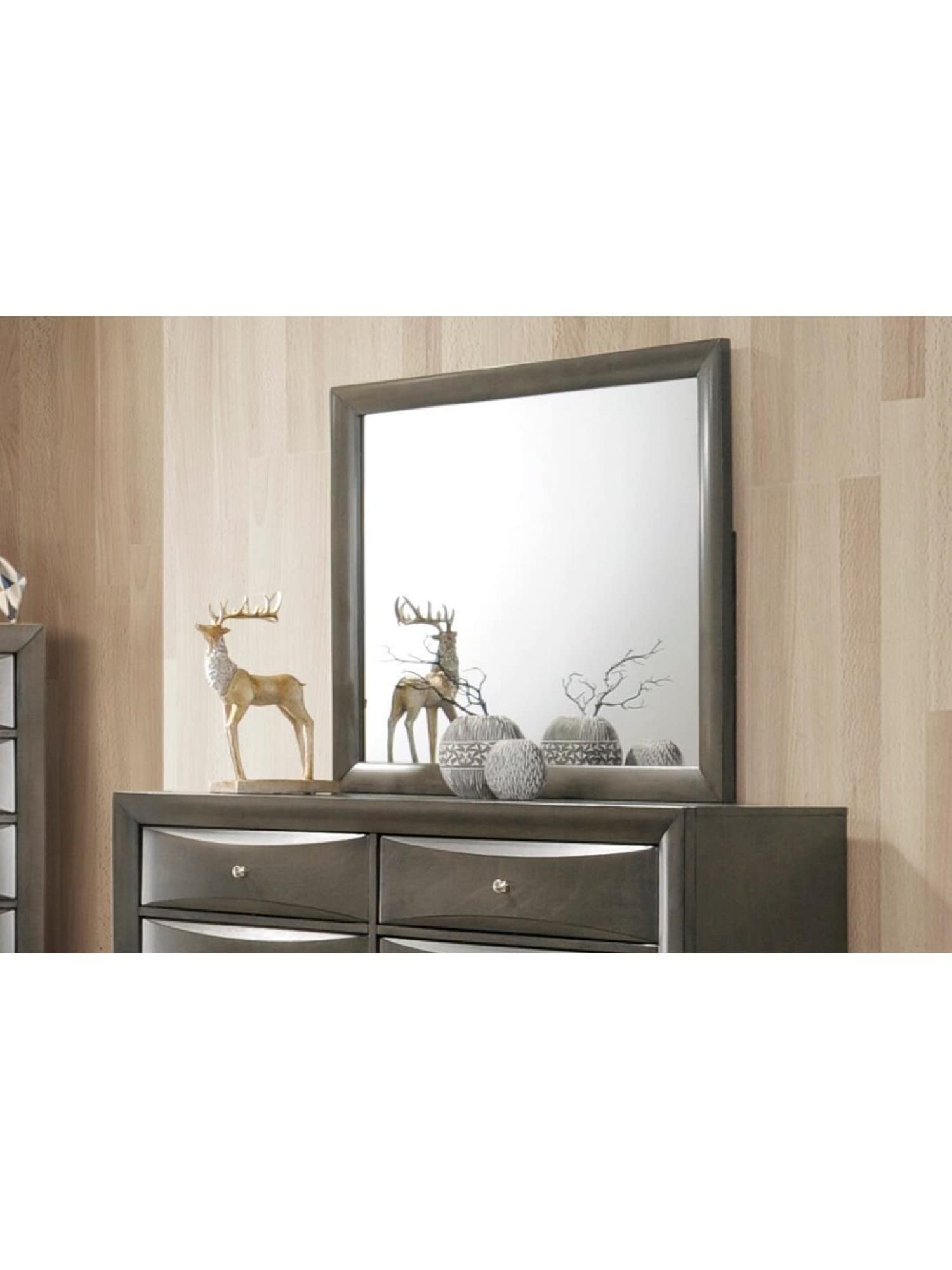 Lazyspace Ireland Gray Oak Mirror 22705 - Elegant Wall Mirror for Living Room, Bedroom & Entryway Decor