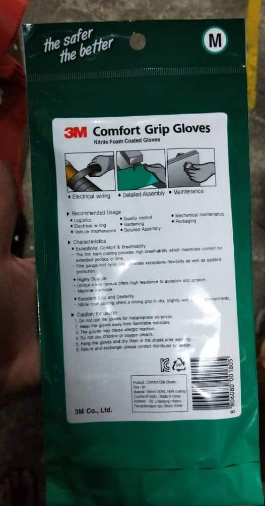 3M Comfort Grip Gloves - Durable Work Gloves for Men & Women (Size M/L) - Model GLOVE CGG - Ideal for Gardening, Construction, and DIY Projects