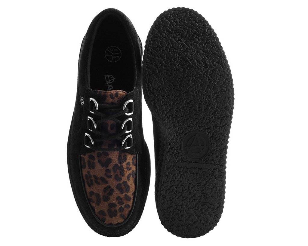 Black & Leopard Print Anarchic Creeper Shoes - Punk Rock Fashion for Women & Men | Perfect for Concerts, Parties & Alternative Style Outfits
