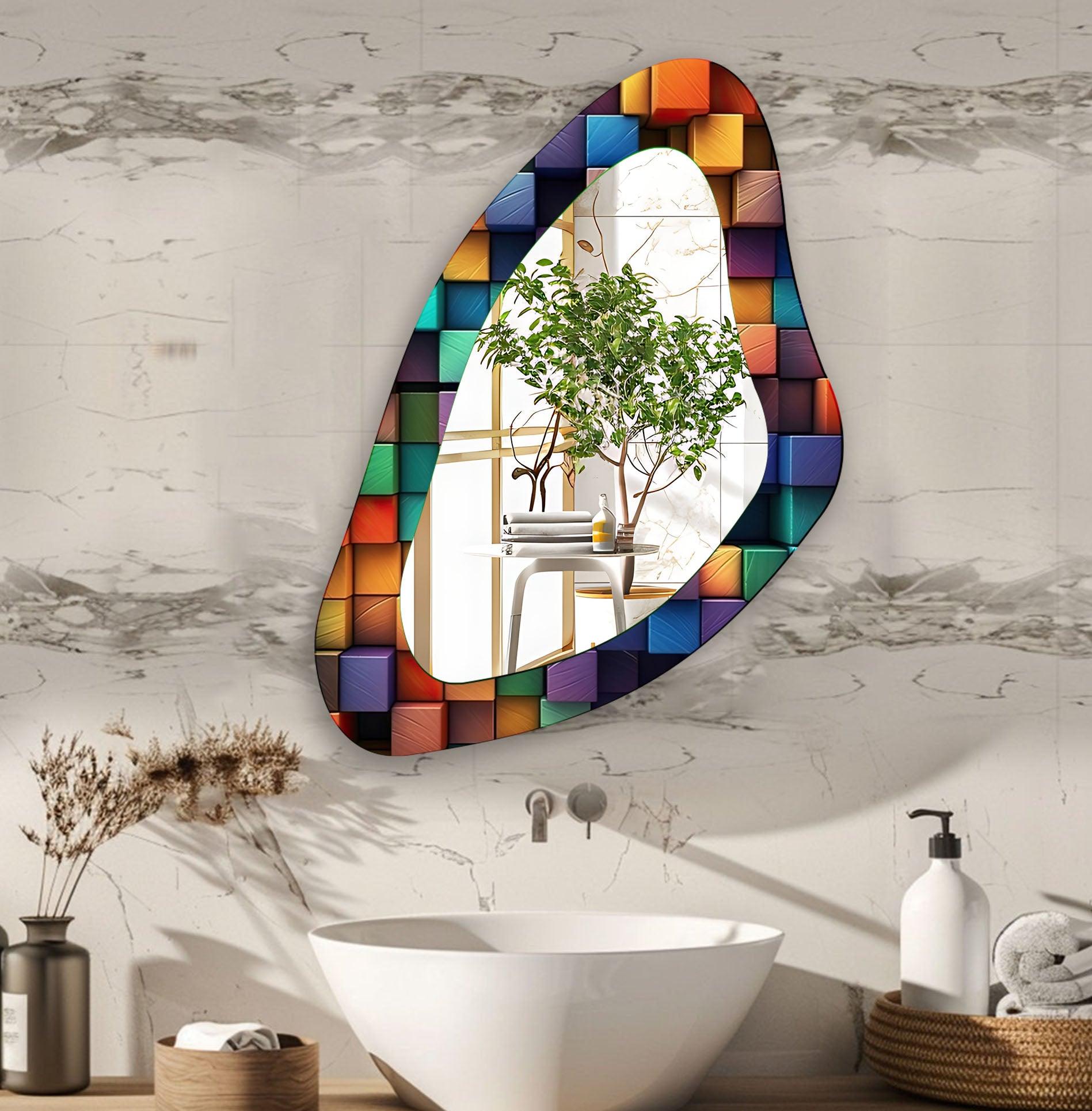Stylish Modern Glass Wall Mirror - Decorative Round or Square Mirror for Living Room, Bedroom, Bathroom & Entryway Decor