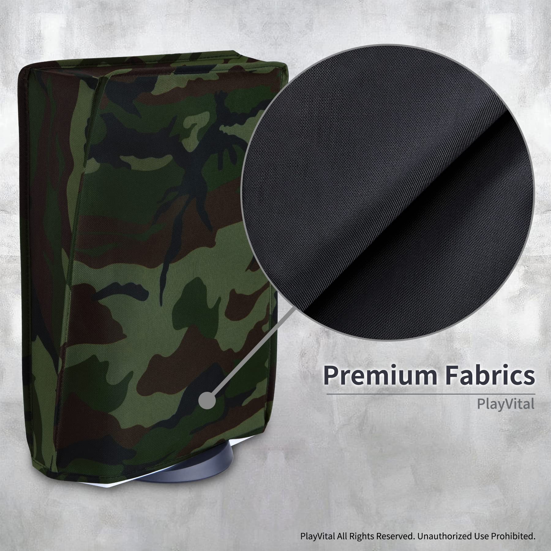 PlayVital Nylon Dust Cover for PS5 Console - Soft Anti-Scratch Waterproof Protective Sleeve for PS5 Digital & Disc Edition (Forest Camouflage) | Perfect for Gaming Setup Protection & Travel Storage
