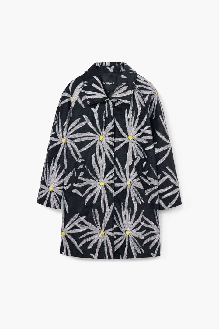 Stylish Daisy Print Coat for Women - Floral Fashion Outerwear for Spring & Fall - Perfect for Casual Outings & Date Nights