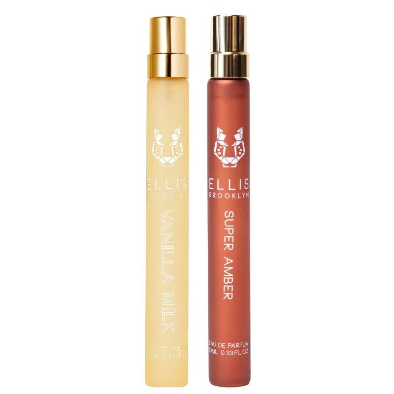 Ellis Brooklyn VANILLA MILK & SUPER AMBER Eau De Parfum for Women - Long Lasting Clean Fragrance, Travel Size Perfume Spray (0.34 oz) | Perfect for Everyday Wear, Date Nights & Gift Giving